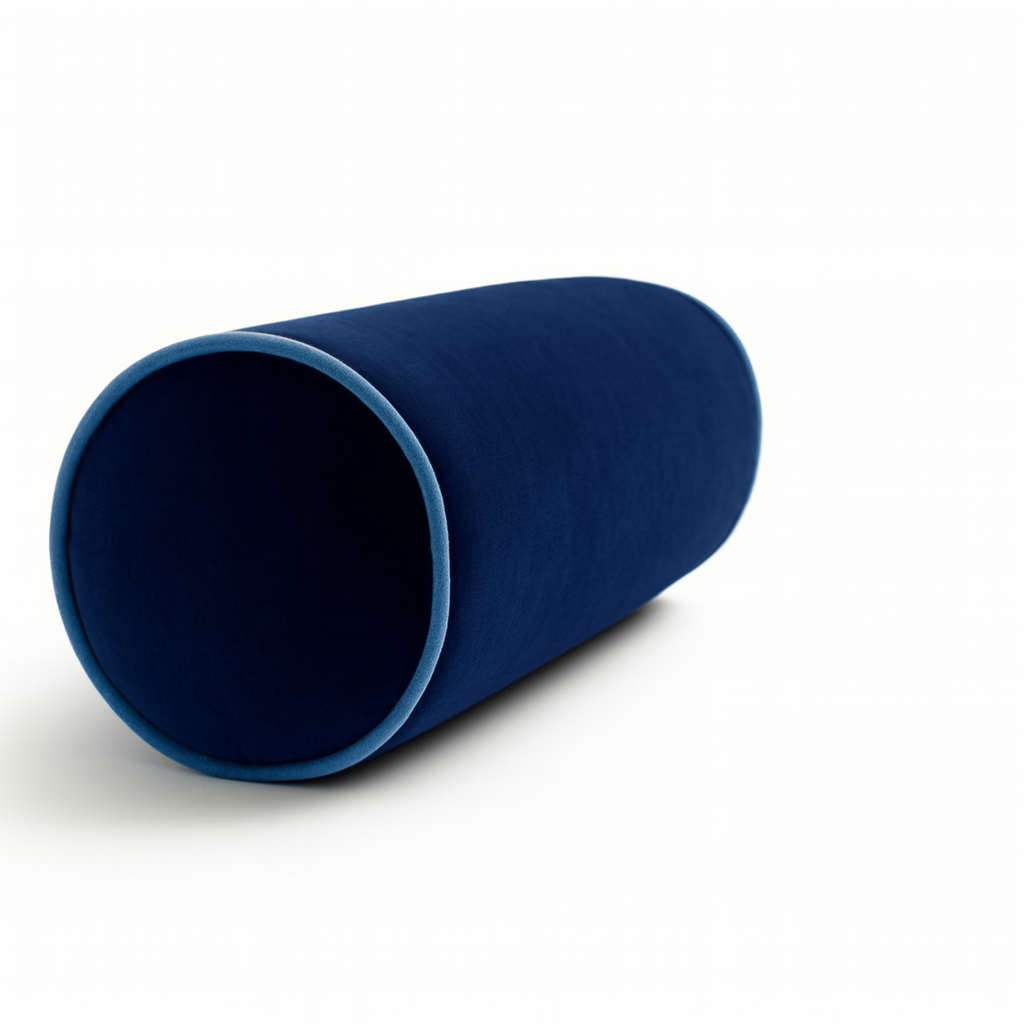 Pillow Tree Luxury Soft Velvet Bolster Set of 2 with Removable Cover || Blue – 7x18 Inch