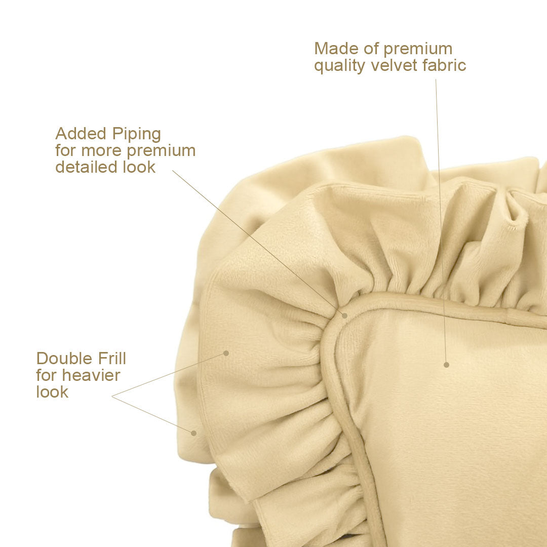 Light Beige Double Frill Cushion Cover with Cushion Filler