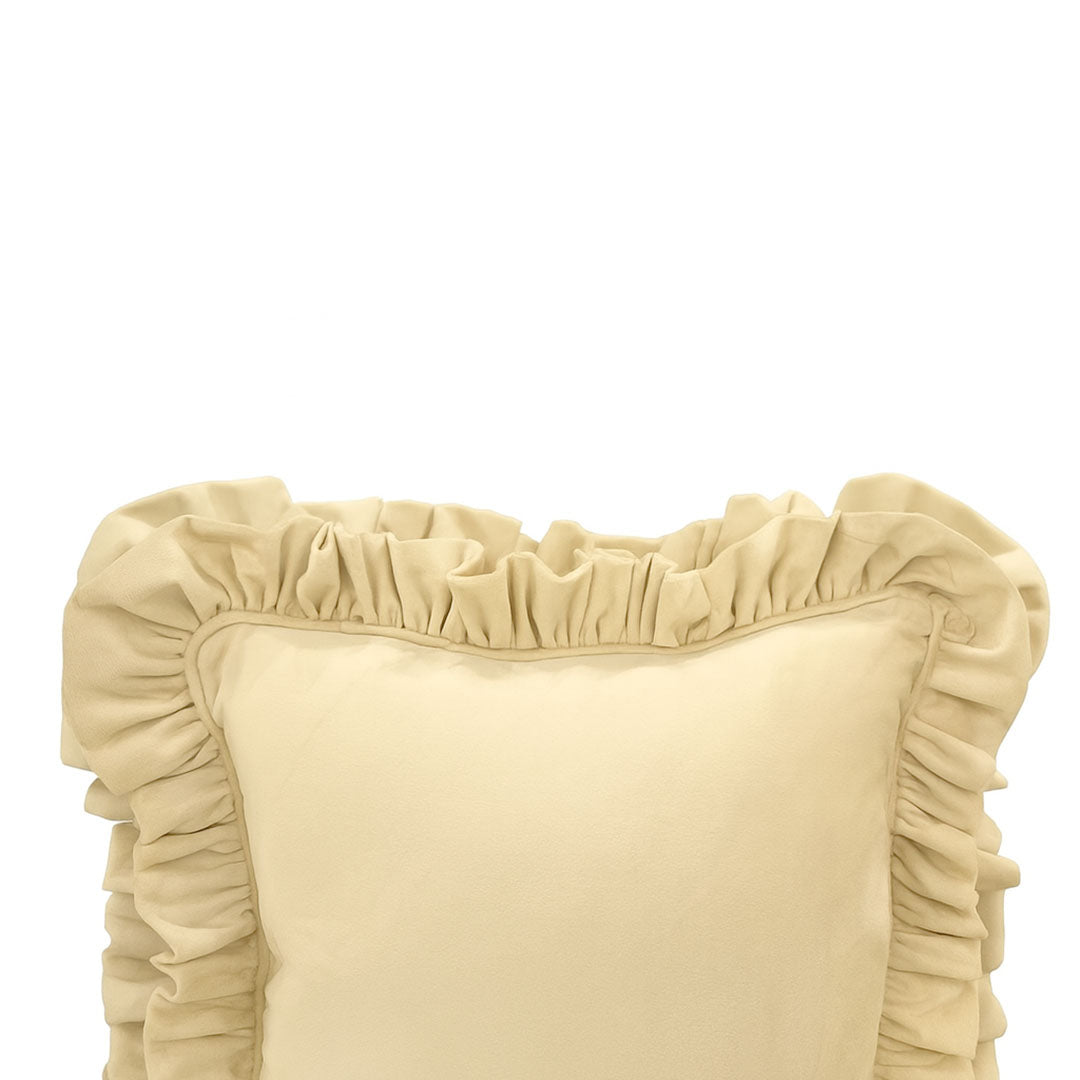 Light Beige Double Frill Cushion Cover with Cushion Filler