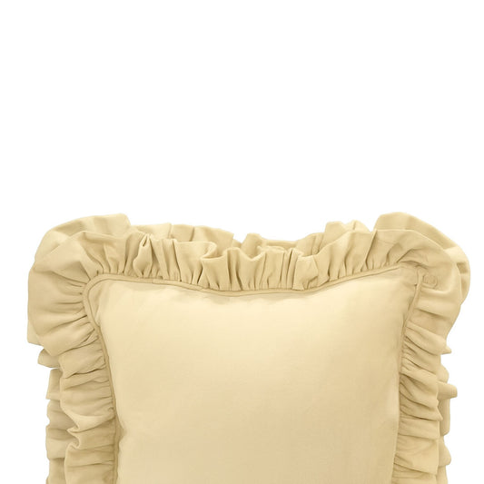 Light Beige Double Frill Cushion Cover with Cushion Filler