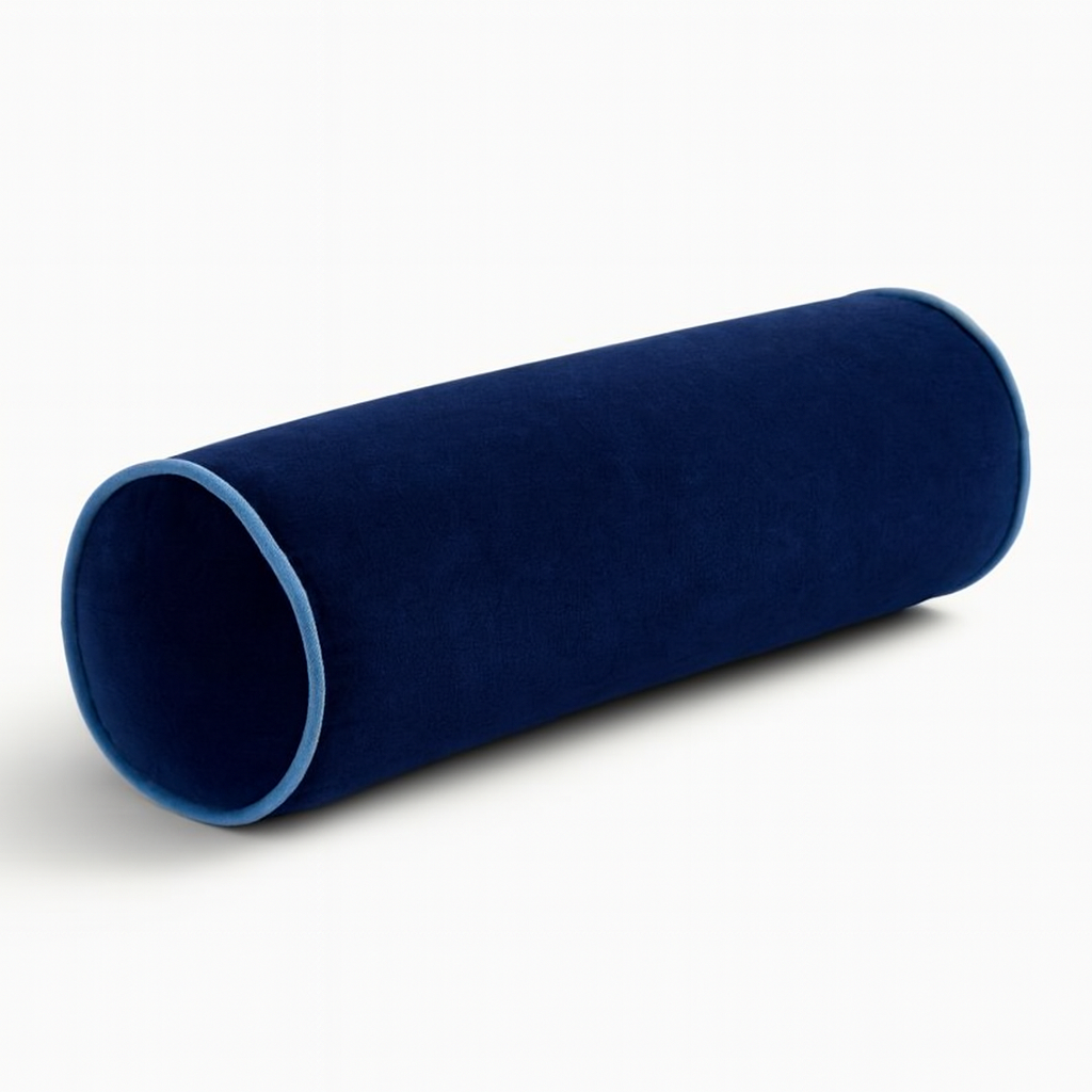 Pillow Tree Luxury Soft Velvet Bolster Set of 2 with Removable Cover || Blue – 7x18 Inch