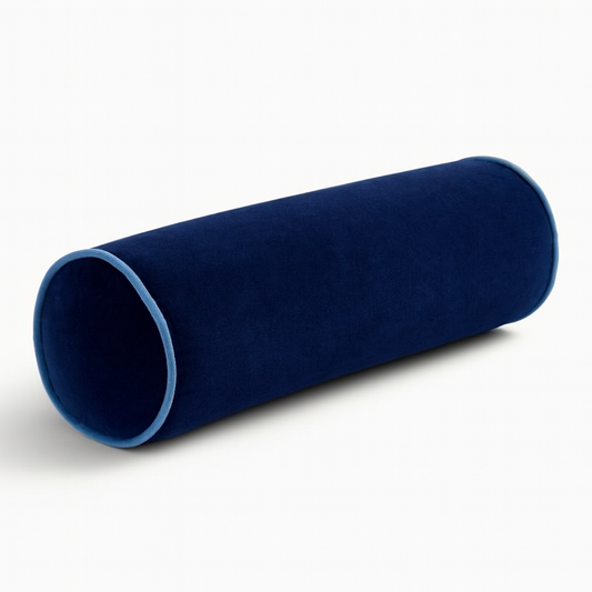 Pillow Tree Luxury Soft Velvet Bolster with Removable Cover || Blue – 7x18 Inch