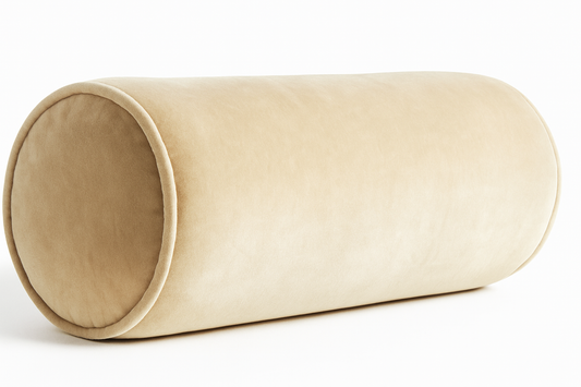 Pillow Tree Luxury Soft Velvet Bolster with Removable Cover || Light Beige – 9x24 Inch