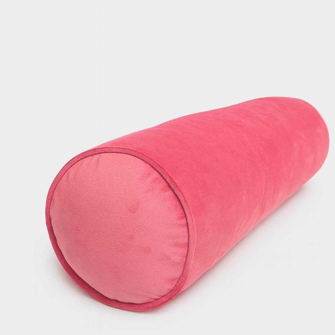 PILLOW TREE Premium Velvet Decorative Bolster Pillow, Pink Cylindrical Shape