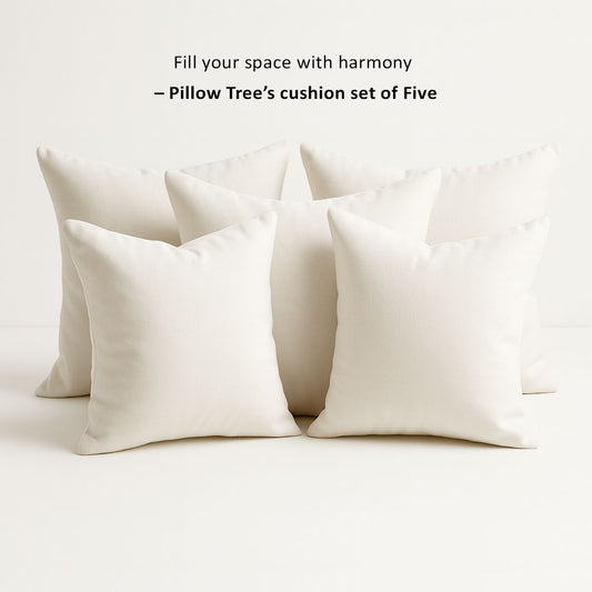 Pillow Tree Decorative Cushion Set of 5 – 12x12 Inch Throw Pillows for Sofa & Bed