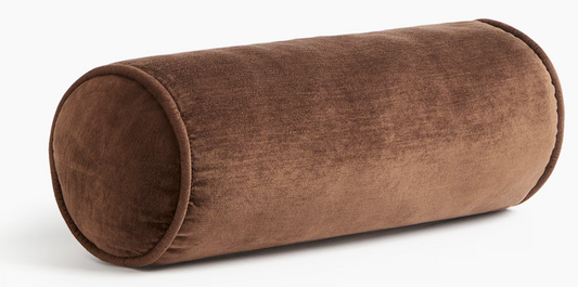 Pillow Tree Luxury Soft Velvet Bolster Set of 2, with Removable Cover || Brown – 7x18 Inch